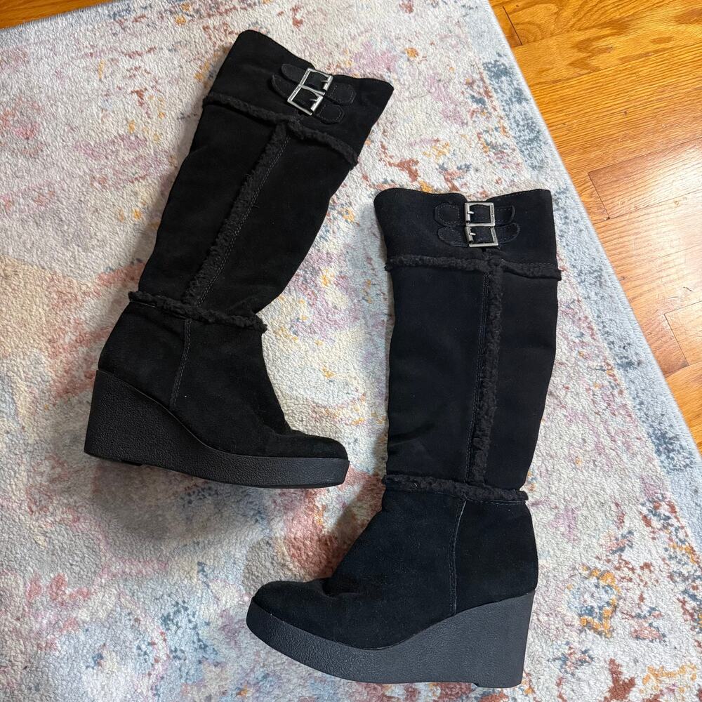 Vintage Y2K black Juicy Couture leather heeled boots